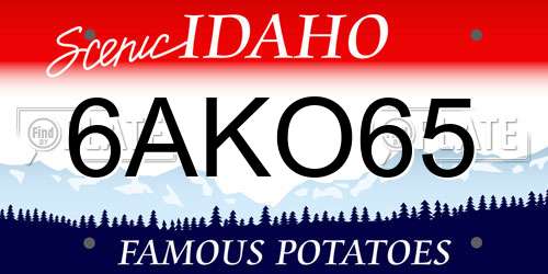 6AKO65 Idaho License Plate