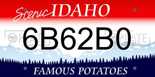 6B62B0 Idaho License Plate