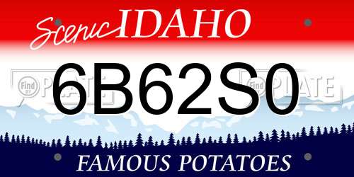 6B62S0 Idaho License Plate
