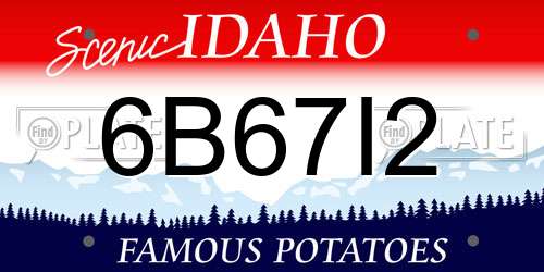 6B67I2 Idaho License Plate