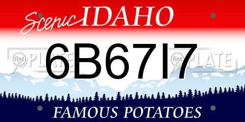 6B67I7 Idaho License Plate