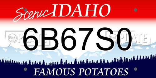 6B67S0 Idaho License Plate