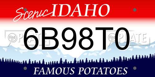 6B98T0 Idaho License Plate