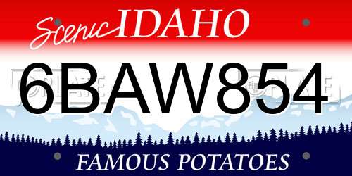 6BAW854 Idaho License Plate