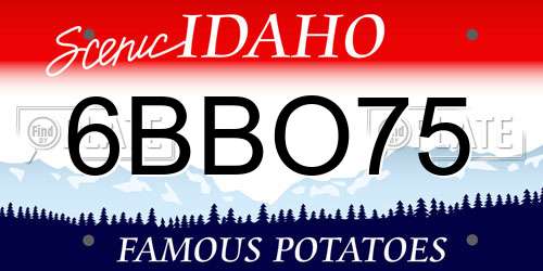 6BBO75 Idaho License Plate