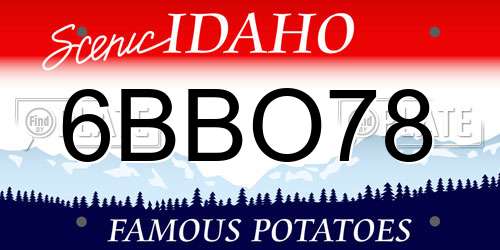 6BBO78 Idaho License Plate