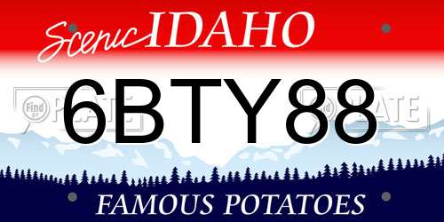 6BTY88 Idaho License Plate