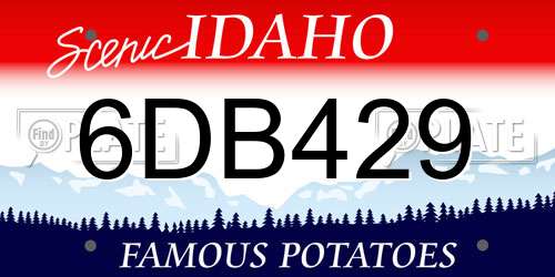 6DB429 Idaho License Plate