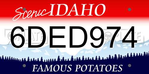 6DED974 Idaho License Plate