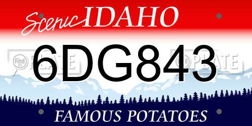 6DG843 Idaho License Plate