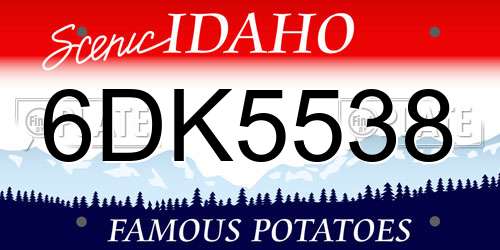 6DK5538 Idaho License Plate