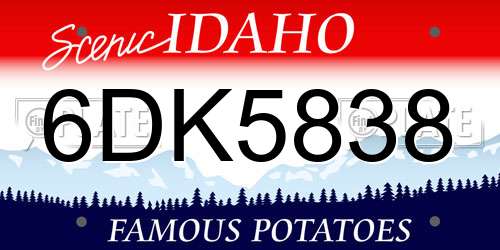 6DK5838 Idaho License Plate