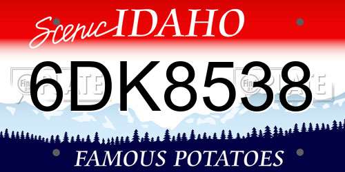 6DK8538 Idaho License Plate