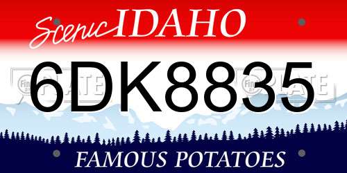 6DK8835 Idaho License Plate