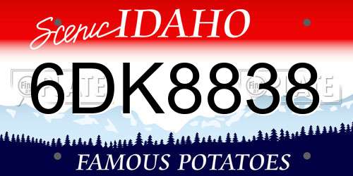 6DK8838 Idaho License Plate