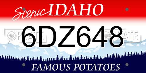6DZ648 Idaho License Plate
