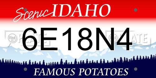 6E18N4 Idaho License Plate