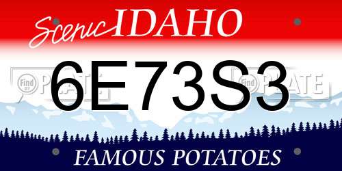 6E73S3 Idaho License Plate