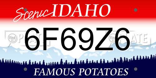 6F69Z6 Idaho License Plate