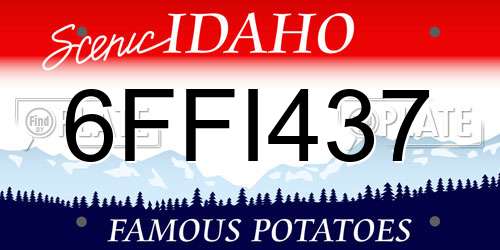 6FFI437 Idaho License Plate