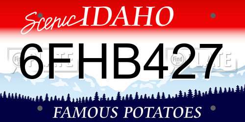 6FHB427 Idaho License Plate