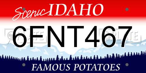 6FNT467 Idaho License Plate