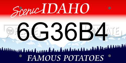 6G36B4 Idaho License Plate
