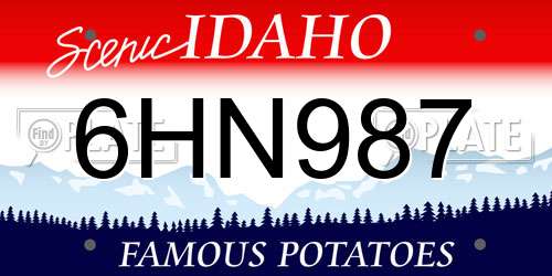 6HN987 Idaho License Plate