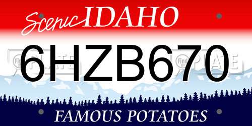 6HZB670 Idaho License Plate