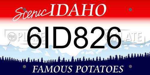 6ID826 Idaho License Plate