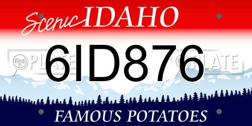 6ID876 Idaho License Plate