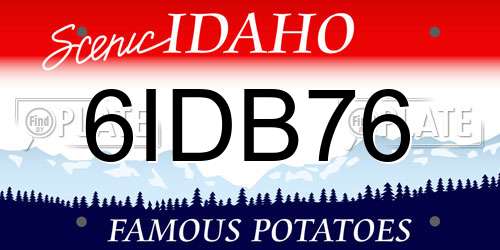 6IDB76 Idaho License Plate