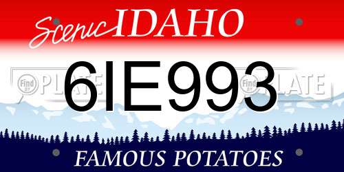 6IE993 Idaho License Plate