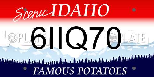 6IIQ70 Idaho License Plate