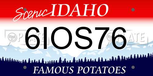 6IOS76 Idaho License Plate
