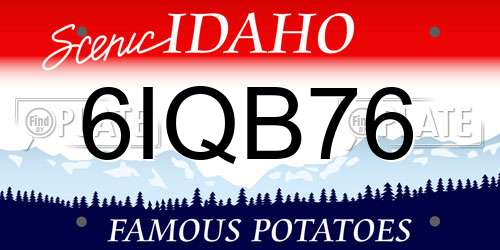 6IQB76 Idaho License Plate