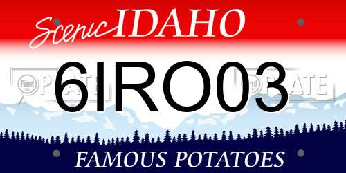 6IRO03 Idaho License Plate