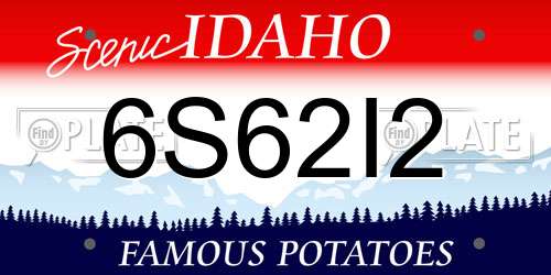 6S62I2 Idaho License Plate