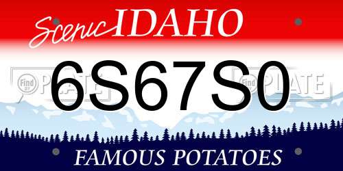 6S67S0 Idaho License Plate
