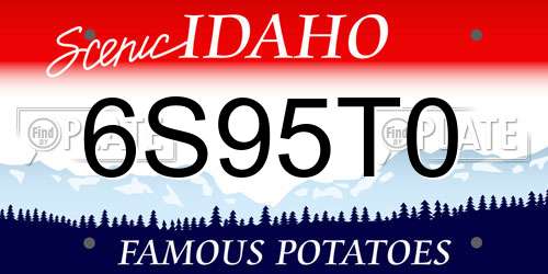 6S95T0 Idaho License Plate