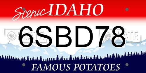 6SBD78 Idaho License Plate
