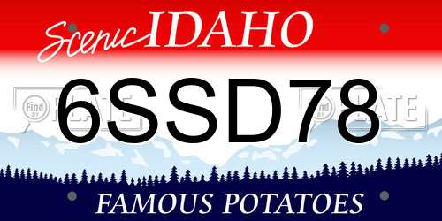 6SSD78 Idaho License Plate