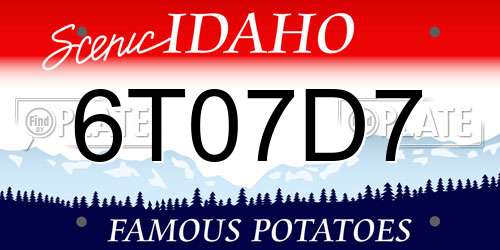 6T07D7 Idaho License Plate