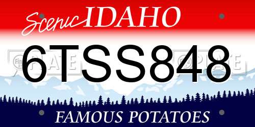 6TSS848 Idaho License Plate