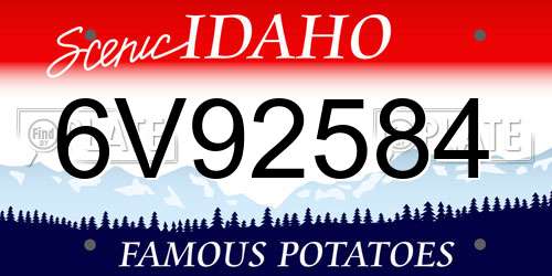 6V92584 Idaho License Plate