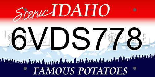 6VDS778 Idaho License Plate