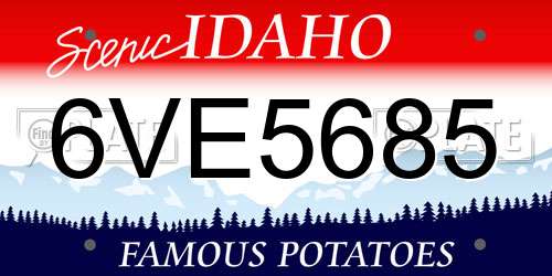 6VE5685 Idaho License Plate