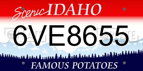 6VE8655 Idaho License Plate