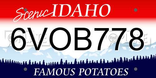 6VOB778 Idaho License Plate