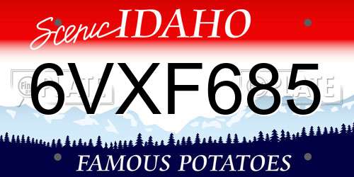 6VXF685 Idaho License Plate